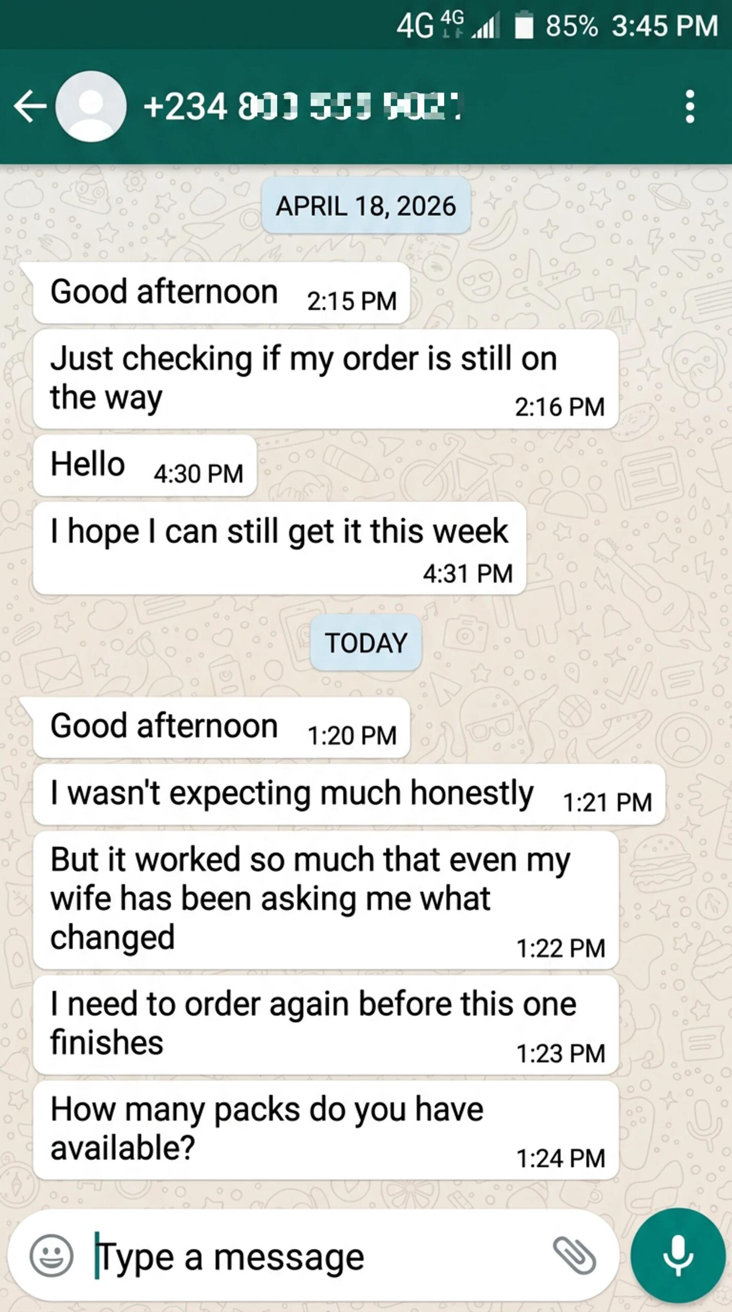 Customer result